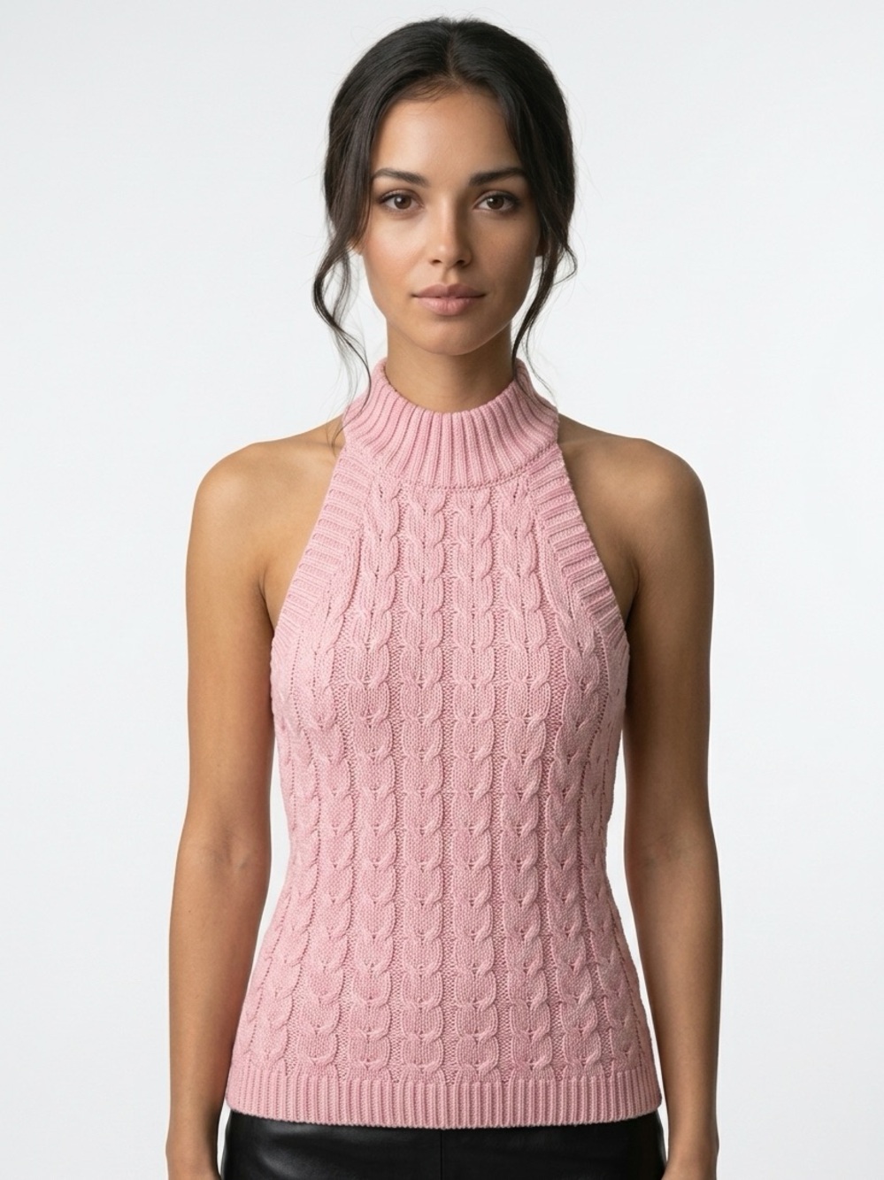 BLACK LABEL BY C’EST TOI | Pink Halter Neck Sweater Tank Top Women’s Size Small